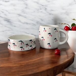Jhaji Ceramics Twinning Edition Coffee & Tea Mugs & Bowl Set (White, 250ml)
