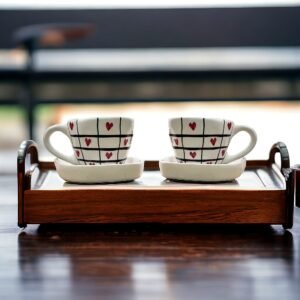 Jhaji Ceramics Romantic Edition Mug 250 ML Handmade Ceramic Mugs Gift to Best Friend Coffee/Tea/Milk/Green Tea/Cold Coffee Mugs/Cup Microwave Safe & Dishwasher Safe (Set of 2)