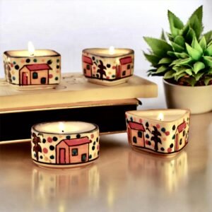 Jhaji Ceramics Scented Dripless Ceramic Luxury Candles (Set of 4) | 100% Pure Wax| Lavender Fragrance Candle| Smoke-Free| Premium Design Ceramic Jar Candles for Home DÃ©cor & Gift Sets