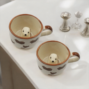 Jhaji Ceramics Cute Animal Ceramic Milk & Coffee Mug - 300ml (10 oz) - Set of 2 | Perfect for Hot Beverages, Microwave and Dishwasher Safe, Ideal for Home, Office, or Gifting