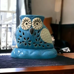 Jhaji Ceramics Handcrafted Owl Shaped Ceramic Electric Aroma Diffuser| Aroma Oil Burner for Aromatherapy| Home Decor and Fragrance with Aroma Oils(Lavender & Lemon Fragrance 20ml Each)